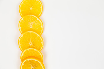 Collection of orange slices. Circle orange fruit slice isolated on white background