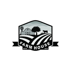 Fototapeta premium farm house vintage badge black logo design