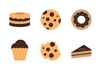 Sweet food flat style icon set vector design