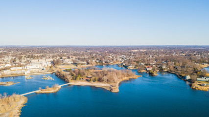 Fototapeta na wymiar Aerial Views of Mamaroneck, New Rochelle, and Larchmont