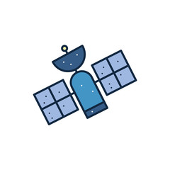 Isolated satellite and planet line fill style icon vector design