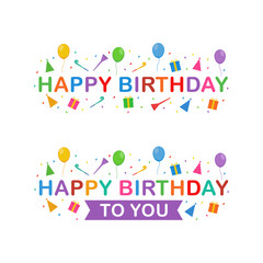 Happy Birthday Text Logo Vector Design