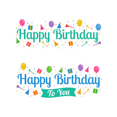 Happy Birthday Text Logo Vector Design