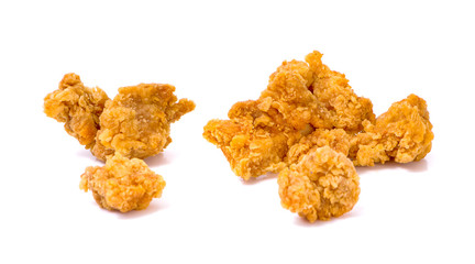 fried chicken pop nuggets isolated on white background