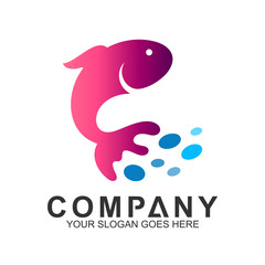 simple flat fish logo design
