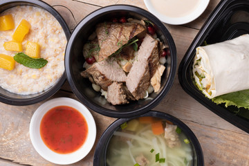 Ready meals, tasty and colorful menus for every day. Balanced diet concept