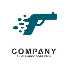 simple flat pistol logo design