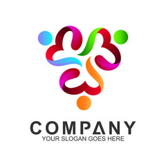multicolored pictorial people logo design graphic for family care,social relationship,healthy people,happy kids,adoption child,education school,foundation community and medical clinic