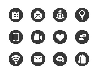 Social media block flat style icon set vector design