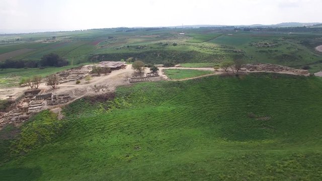 Aerial of northern side of Tel Hazor National Park. Israel. DJI-0001-06