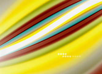 Wave lines abstract background, smooth silk design with rainbow style colors. Liquid fluid color waves. Vector Illustration