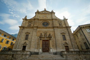 Fototapeta na wymiar Collegiate Church of Saints Peter and Stephen in Bellinzona