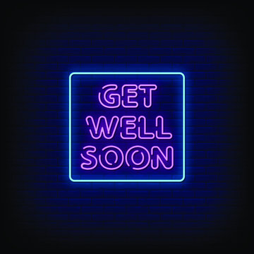 Get Well Soon Neon Signs Style Text Vector