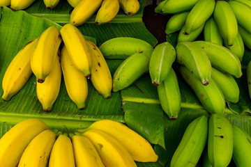 Full Frame Shot Of Yellow and Green Bananas