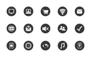Social media block flat style icon set vector design