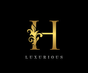 Elegant letter H. Graceful royal style. Calligraphic beautiful logo. Vintage drawn emblem for book design, weeding card, brand name, business card, Restaurant, Boutique, Hotel. 