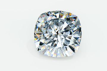 Cushion cut diamond on white background