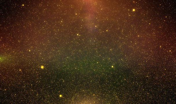 Abstract retro 1920 style vintage background of flickering gold tone particles and light flare