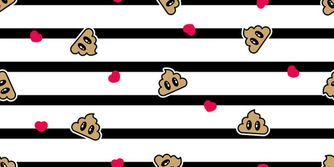 Poo seamless pattern heart vector toilet icon stripes scarf isolated dog puppy repeat wallpaper tile background Cartoon illustration design