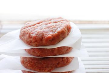 Plant based meat concept. Vegetable burger patties. First non-soy plant meat