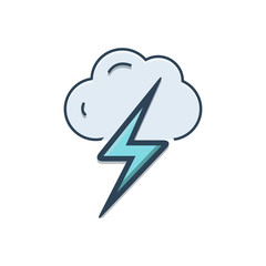Color illustration icon for thunder cloud 