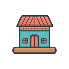 Color illustration icon for house home 