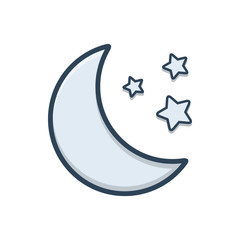 Color illustration icon for moon moonlight 