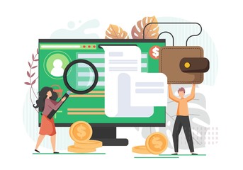 Online banking, vector flat style design illustration