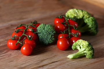 healthy dietary vegetables on a structural wooden table