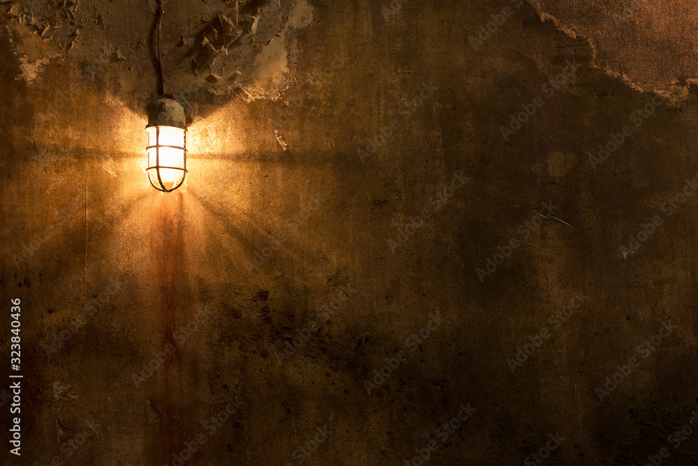 Aufkleber Worn grunge wall with light. Architecture abstract background