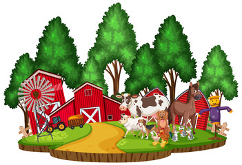 Obraz na płótnie Canvas Scene with farm animals in the farmyard