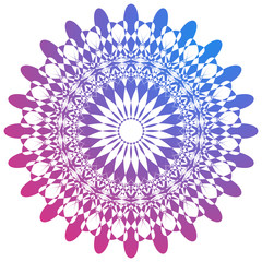 Mandala pattern design in purple and blue colors