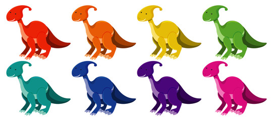 Parasaurolophus in eight different colors