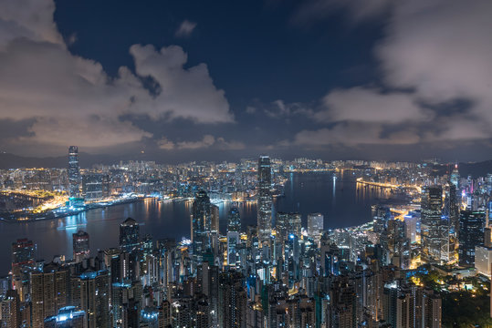 Victoria harbor of Hong Kong city © leeyiutung