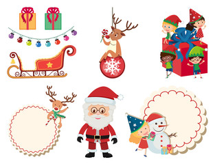 Christmas set with Santa and sleigh