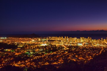 waikiki night view honolulu hawaii