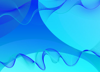 Background template design with blue waves