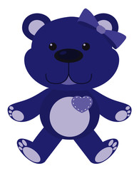 Cute teddy bear in color on white background