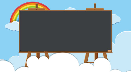 Border template with rainbow in sky background