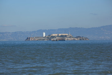 Fototapeta premium The Alcatraz island, lighthouse and Warden's House
