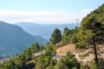 Fototapeta na wymiar Beautiful scenery view of the road in the mountains, Spain