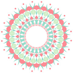 Mandala pattern design in pink and green color