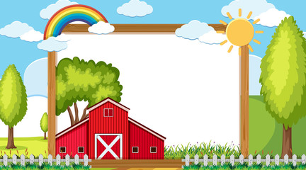 Border template with red barn on the farm © brgfx