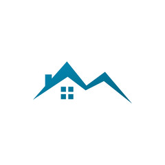 modern blue real estate housing logo design
