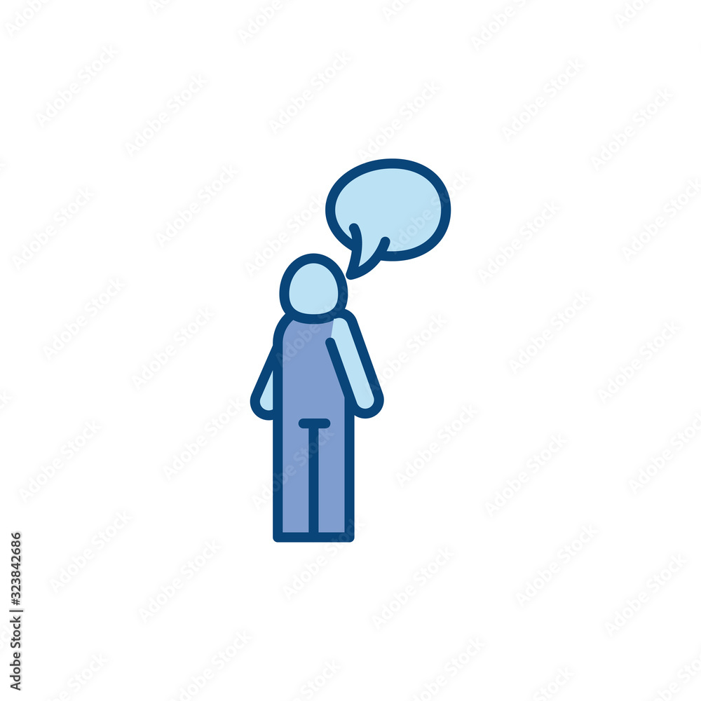 Poster isolated avatar with bubble line and fill style icon vector design