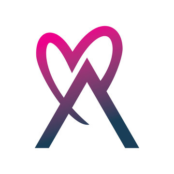 modern color triangle arrow love hearth shape logo design