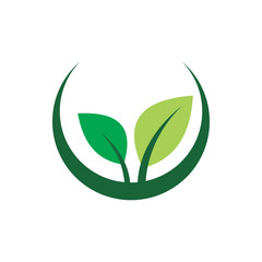 green nature circle leaf color logo design