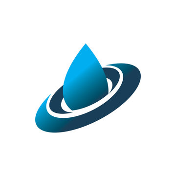 blue color water drop ellips dynamic orbit logo design