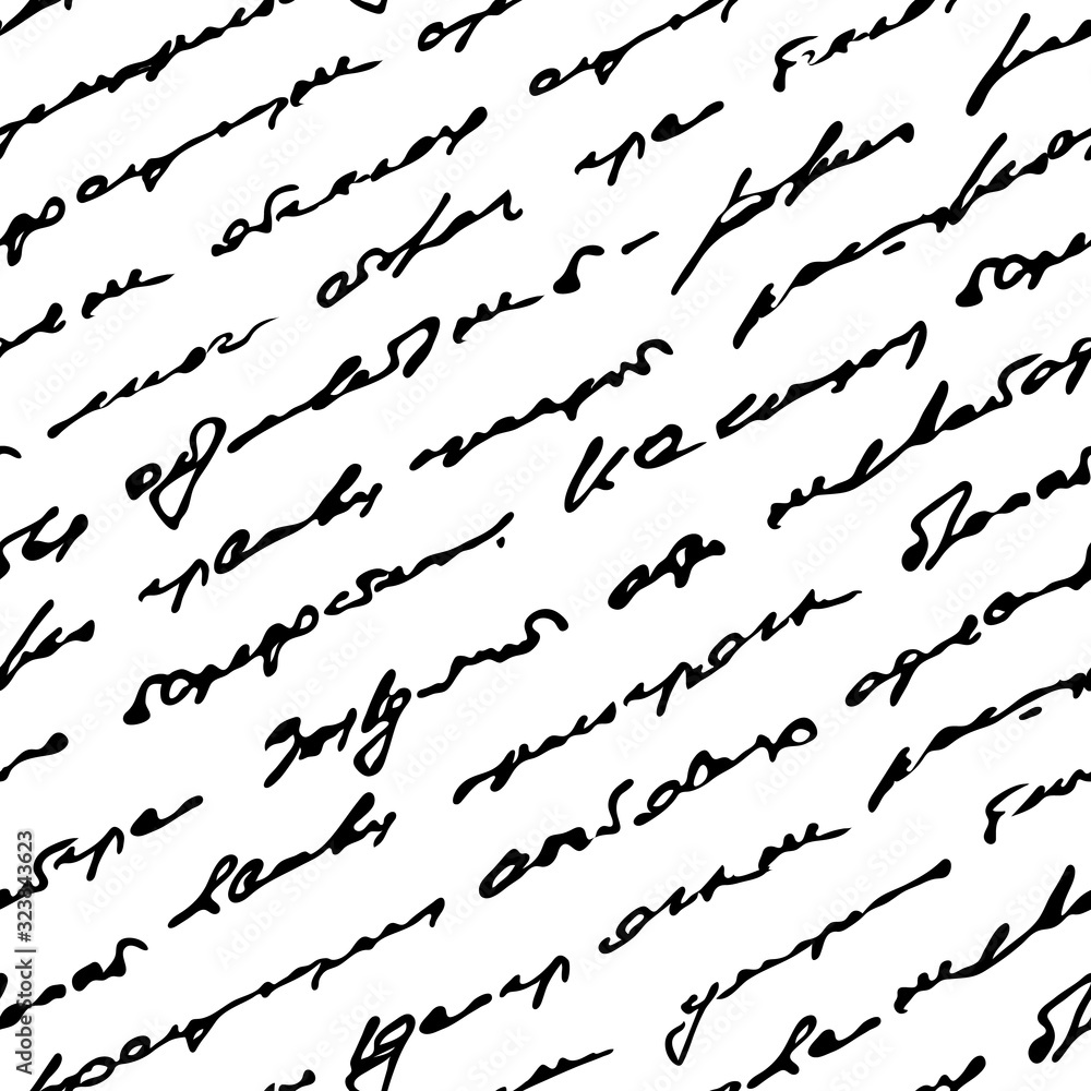 Aufkleber written handwriting. scribble decor. handwriting text background. seamless pattern. unreadable text.