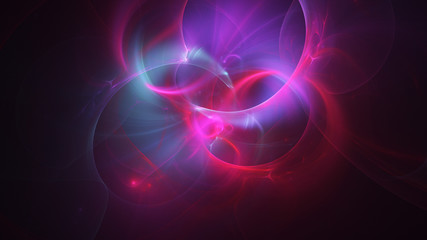 Abstract red and violet glowing shapes. Fantasy light background. Digital fractal art. 3d rendering.